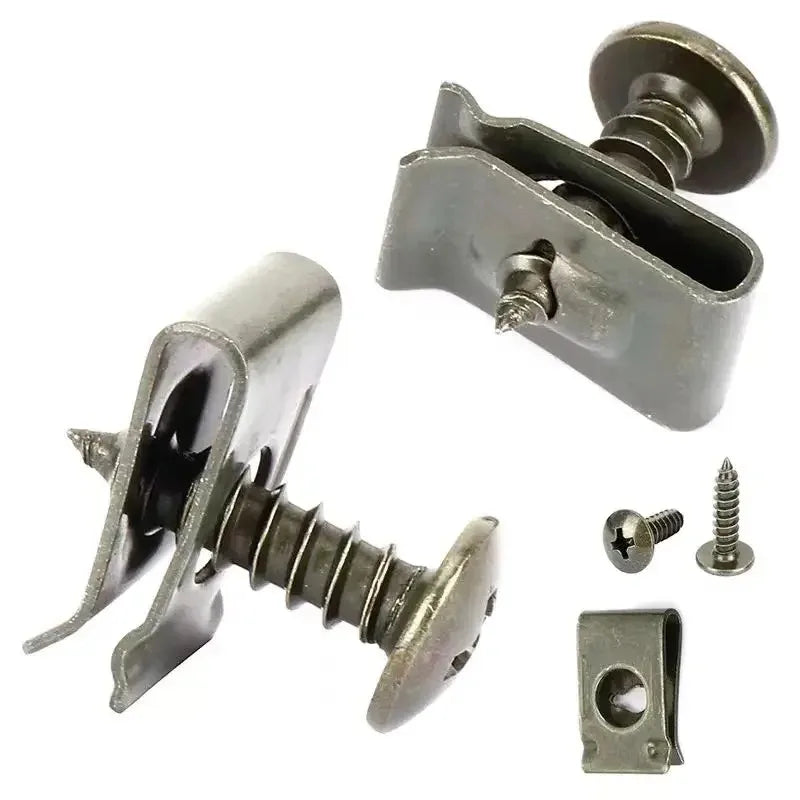 10-200pcs Car Metal Screw Clips Set U-Type Fastener Clip with Screw Anti-rust Fender Bumper Protection Buckle Iron Sheet Screw
