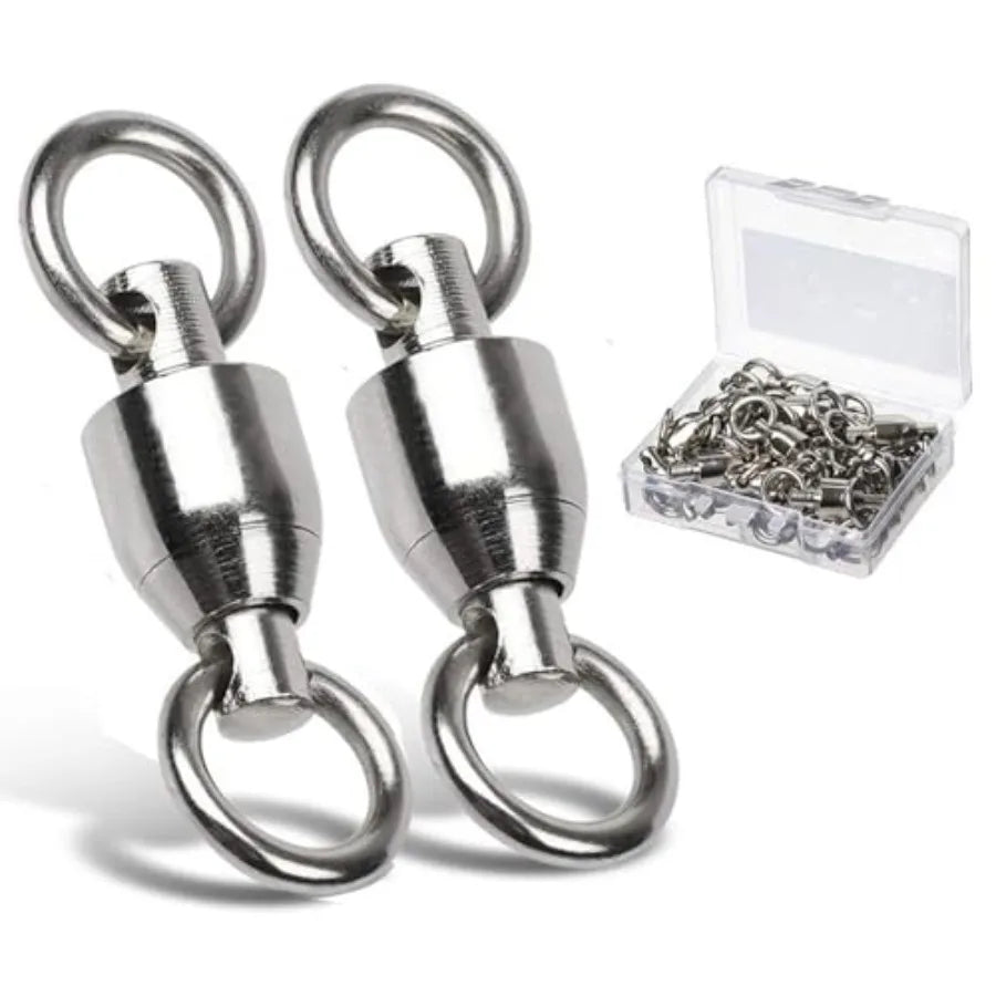 Ball Bearing Swivels Connector High Strength Stainless Steel Solid Welded Rings Barrel Swivels Saltwater Freshwater Fishing