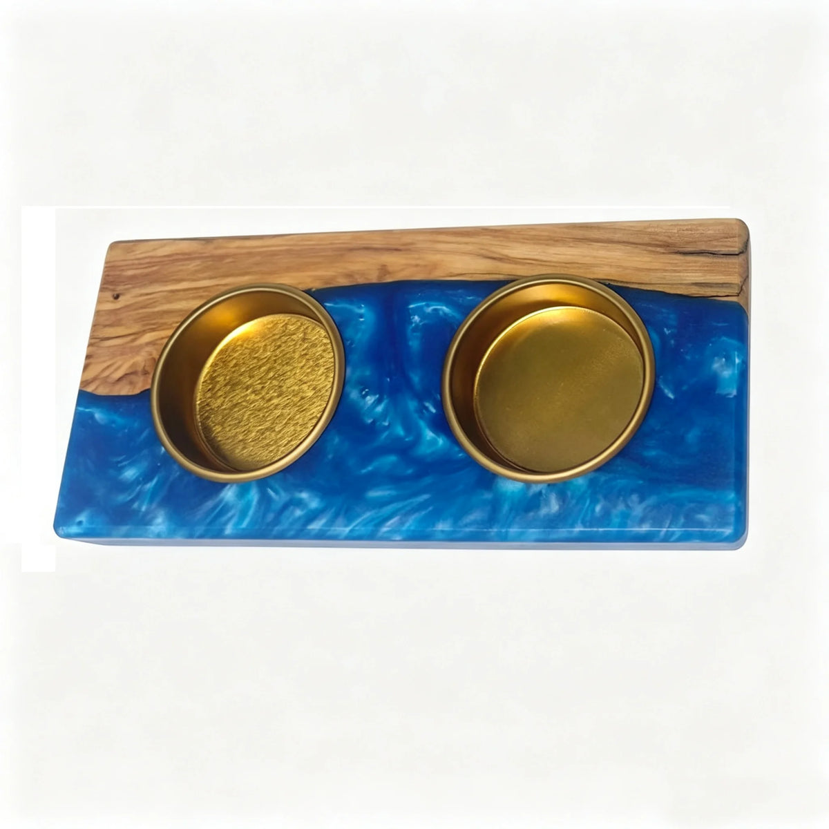 Epoxy Resin and Olive Wooden Candle Holder for Wedding Party Dinner Square Candle Stand Tealight Holder Shabbat Candle Holders