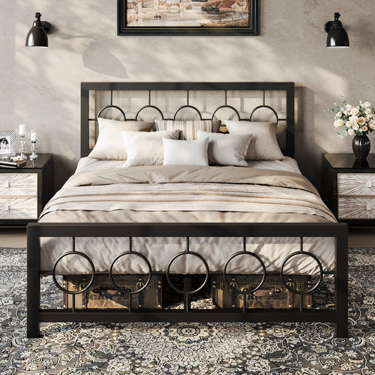 HOOMIC Vintage Circular Metal Platform Bed Frame Durable