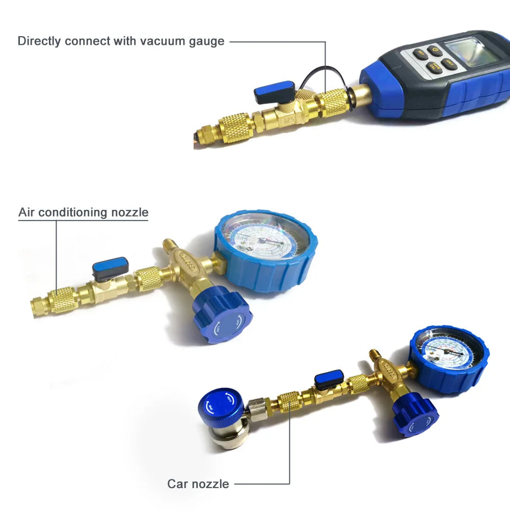 Brass Refrigeration Ball Valve Adapter Refrigerant Ball Valve Connector G1/4''