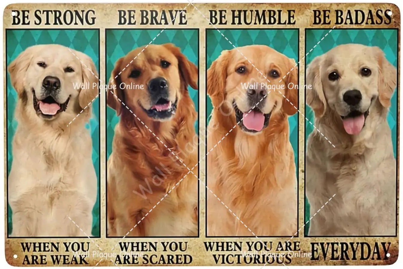 Funny Retriever House Rules Metal Tin Sign Wall Decor