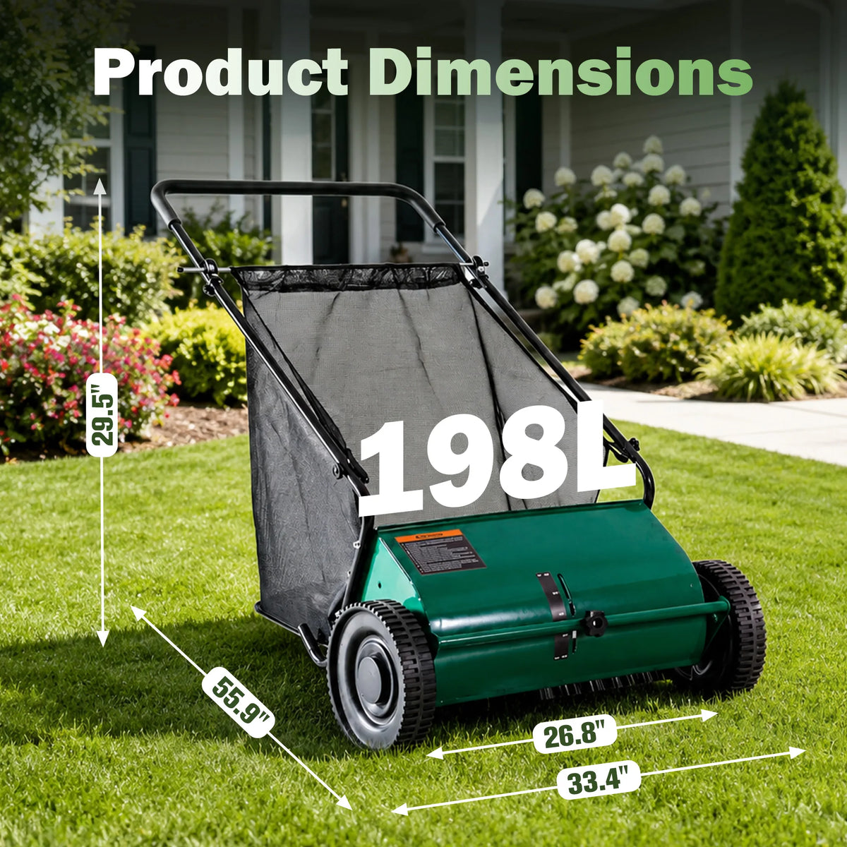 Efficient Manual Push Lawn Sweeper With Four Robust Brushes