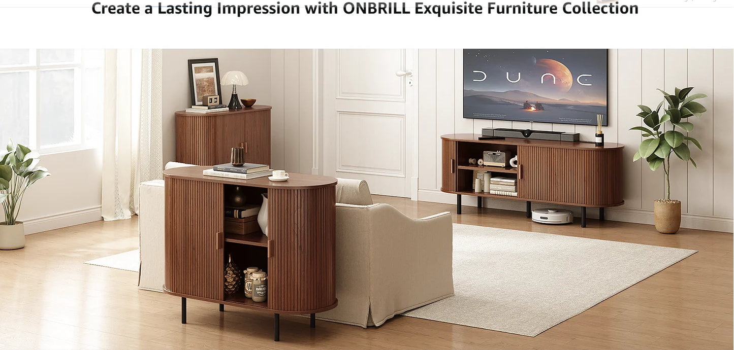 40" Modern Sideboard Buffet Cabinet with Storage - Sliding Door & Adjustable Shelves, Coffee Bar Console for Kitchen/Entryway