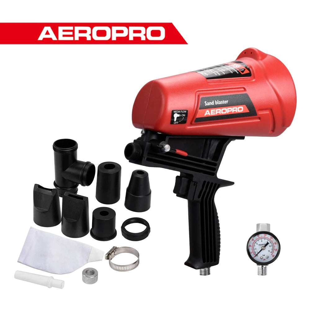 AEROPRO Air Sand Blaster Gun Kit Spray Paint Gun  Machine Handheld Pneumatic Blasting Gun For Paint Removal, Metal Rust Remover