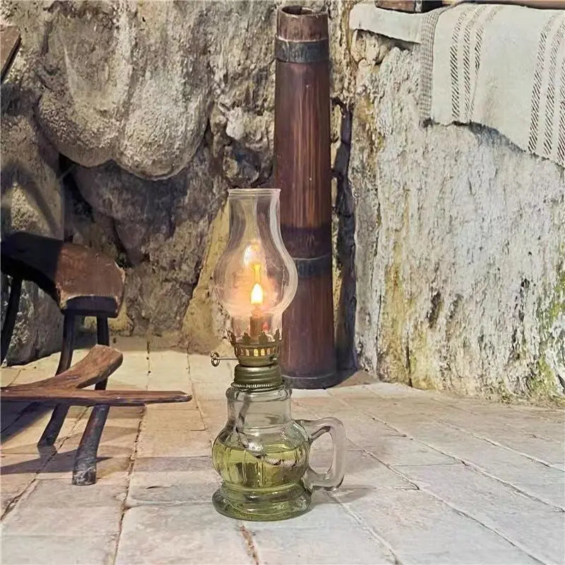 Classic Mini Glass Oil Lantern For Romantic Desktop Decor
