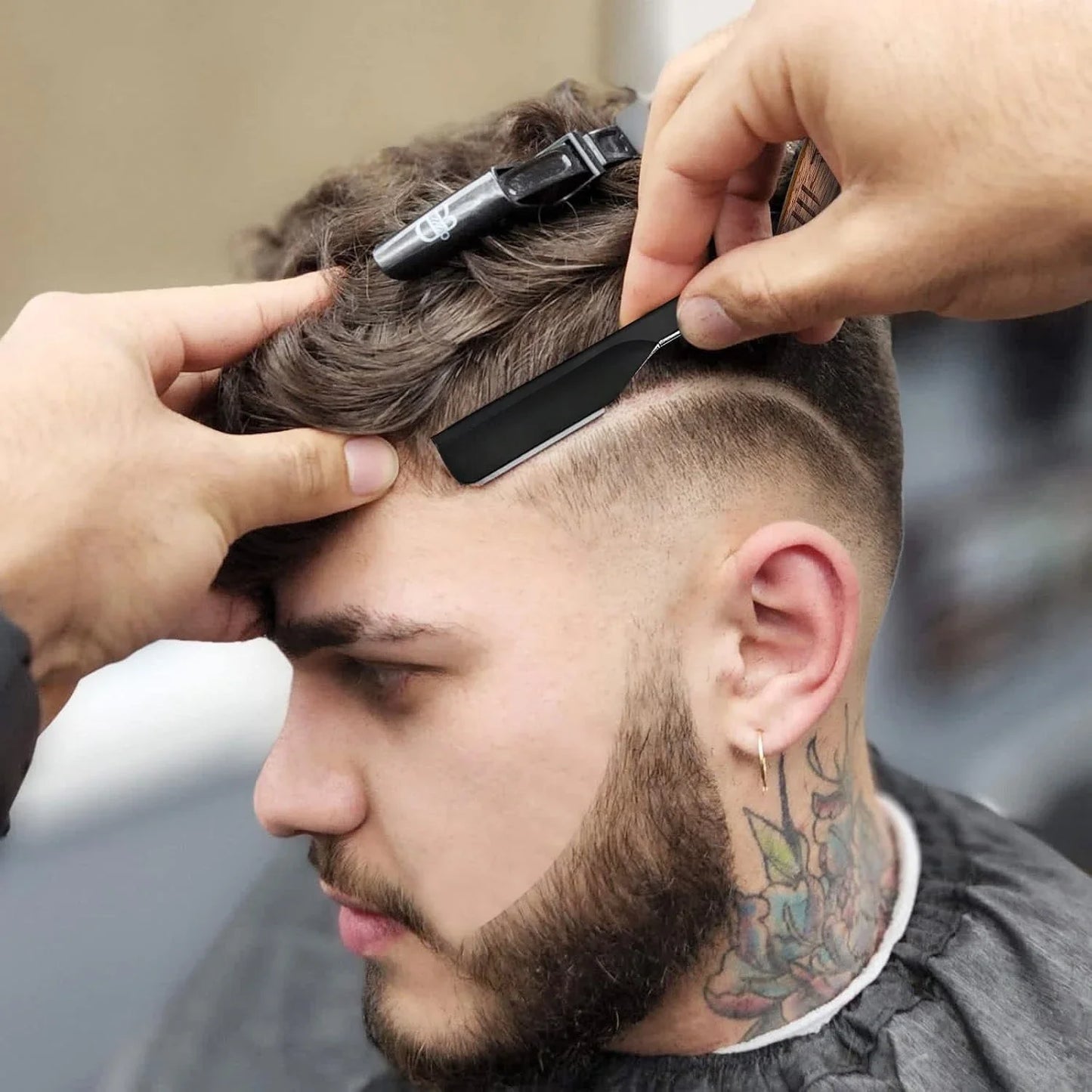 Straight Razor for Men, Professional Barber Razor with 100 Single Edge Blades, Straight Edge Single Blade Razors for Men