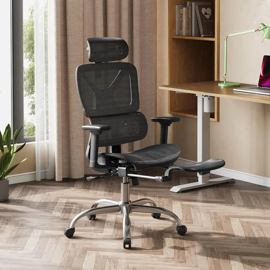 Ergonomic Mesh Office Chair With Footrest And High Back