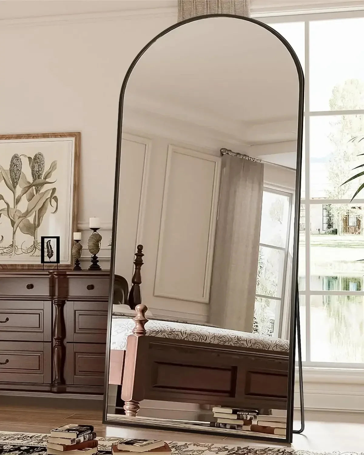 Full Length Mirror, 71"x28" Floor Mirror, Arched Floor Standing Freestanding Arch Full Body Mirrors with Stand for Bedroom