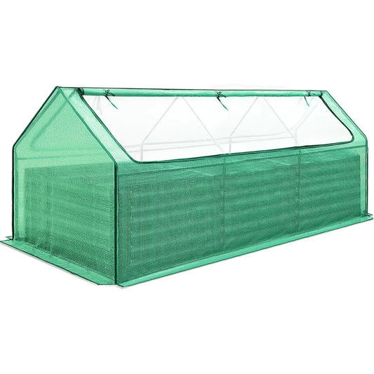Raised Garden Bed Galvanized Raised Beds for Gardening Vegetables with Cover 8x4x2 ft Metal Planter Box Outdoor Use