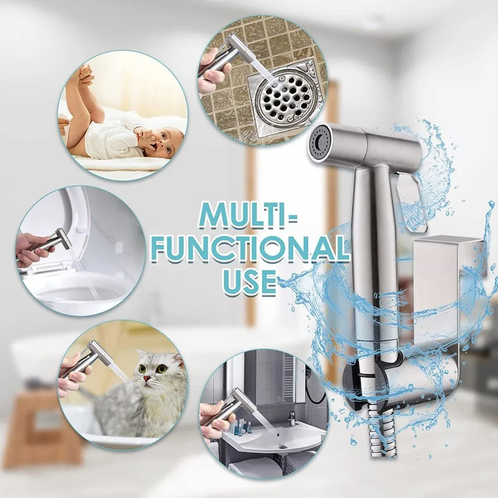 Handheld Bidet Sprayer for Toilet Adjustable Water Pressure Control Bidet Hose Attachment Shower Spray Cloth Diaper Sprayer Kit