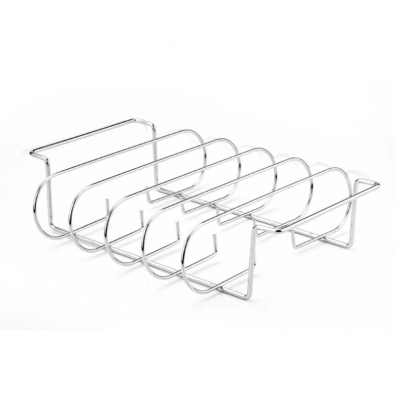 1PC BBQ Rib Racks Non-Stick Coated Steel Roasting Barbecue Meat Roasting Grilling Stand Holds 4 Rib Rack For Gas Grill