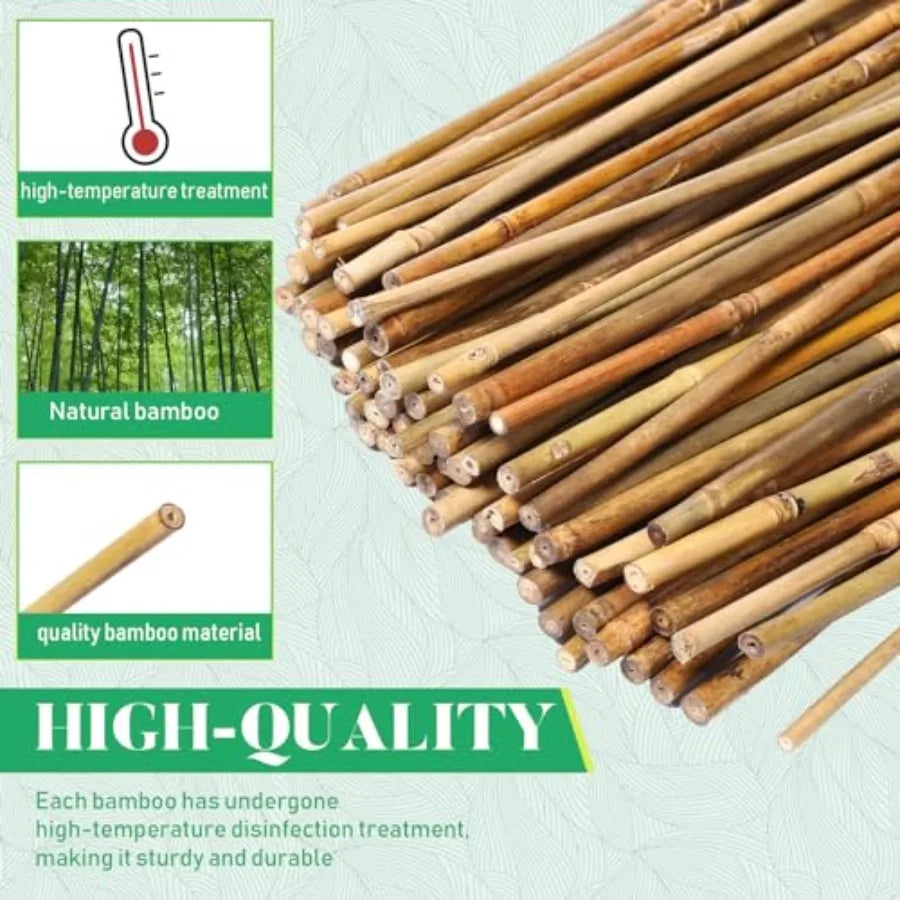 Bamboo Plant Stakes Natural Garden Support Sticks for Climbing Plants Sturdy Bamboo Garden Stakes for Tomato Beans Flowers and
