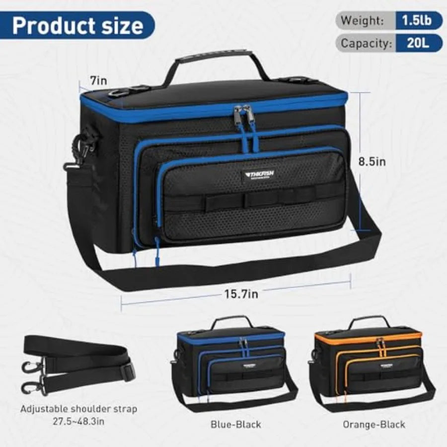 Fishing Tackle Bag with 20PCS Clear Bait Bags for Soft Plastic Baits Storage, Waterproof 3600 Tackle Box Bag Organizer for Fish