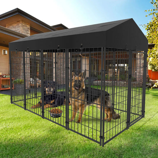 Outdoor Dog Playpen With Roof High Fence Enclosure System