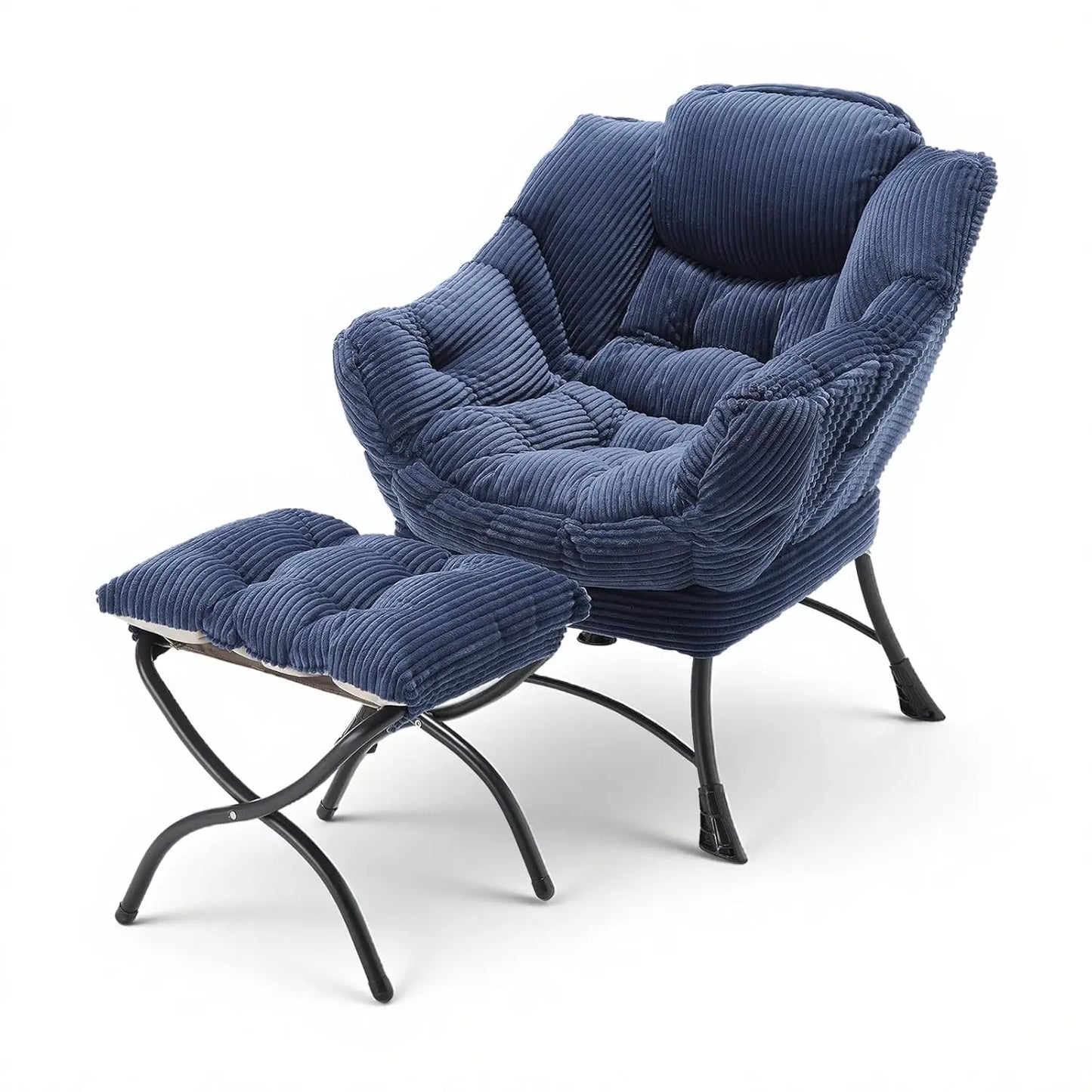 Oversized Lounge Chair & Ottoman Comfy Wide Reading Accent w/ Footrest Living Room Small Spaces White, Customized