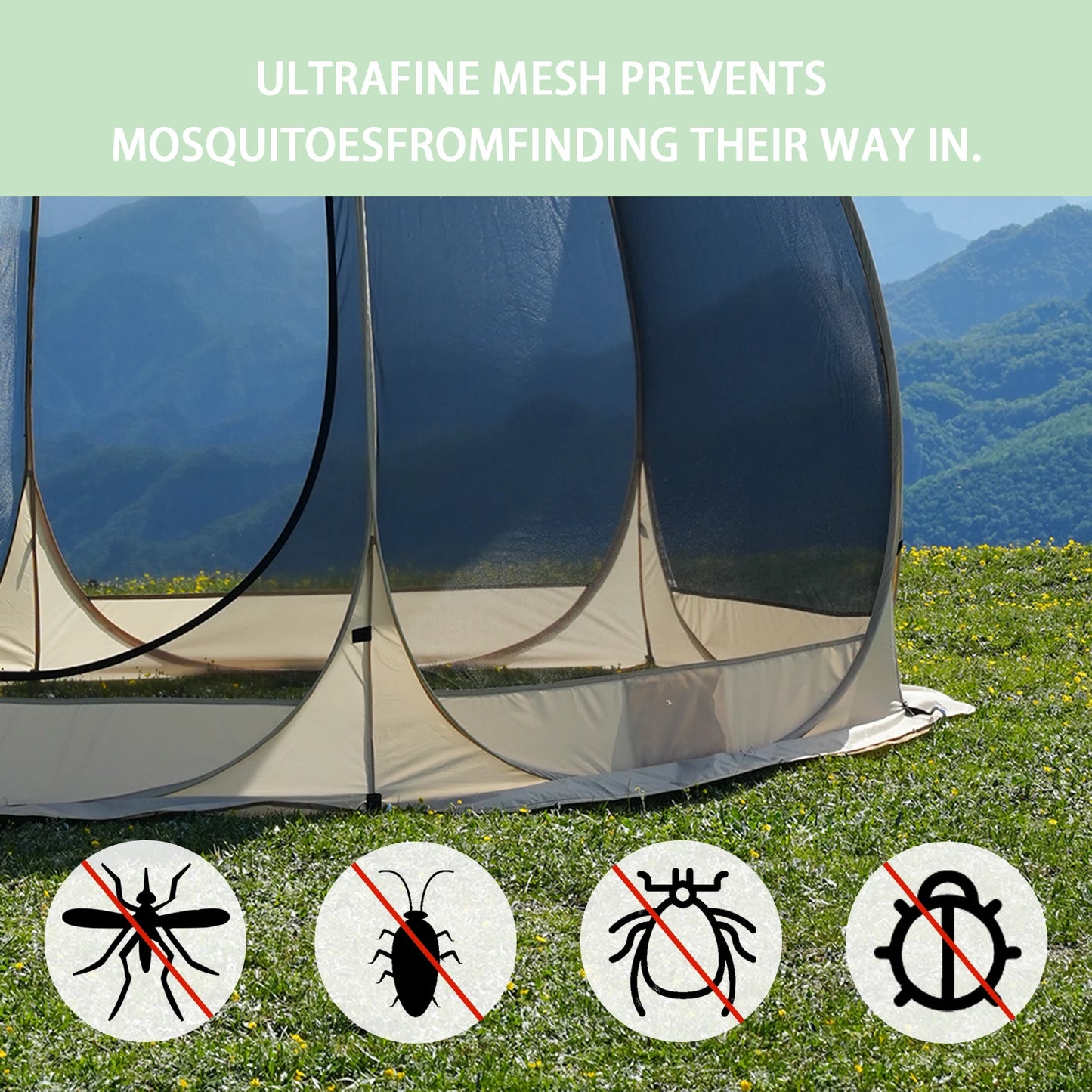 Large Family Pop-Up Shelter - 6-8 Person Sun Canopy with Full Mesh Walls, Camping & Garden Tent