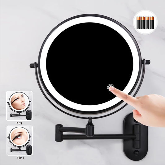 Wall Mounted Lighted 10x Magnifying Dual Arm Makeup Mirror