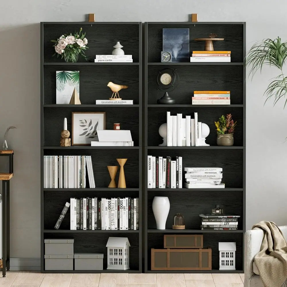 IRONCK 6-Tier Bookcase Set of 2, 70" Height Floor Standing Display Storage Shelves for Home, Office, Living Room, Bedroom