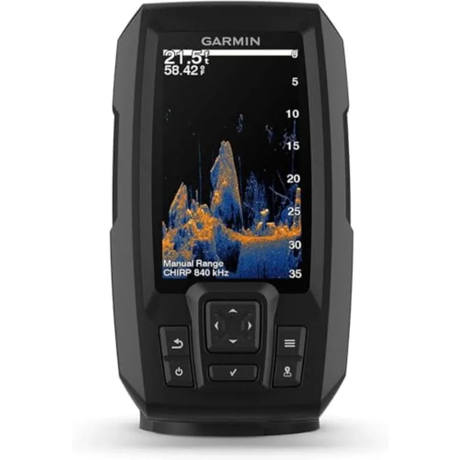 Fishfinder for fishing boats, PVC housing, vivid color display, easy-to-use scanning sonar with color palettes, 4-inch LCD, 11.