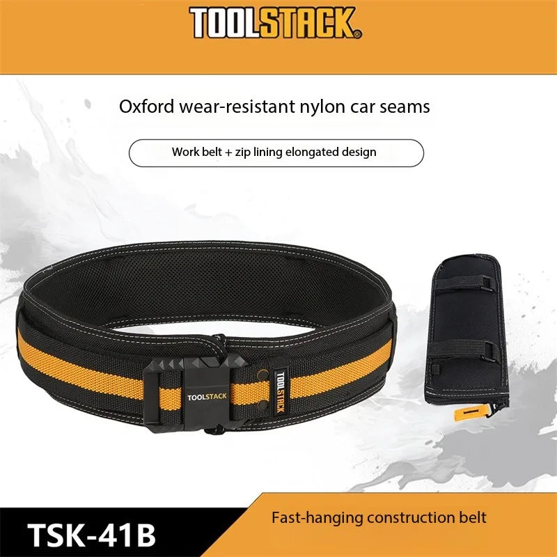 TOOLSTACK Construction Belt Thickened High-Quality Oxford Firm Stitching Work Belt Lightweight Adjustable Buckle Working Belt