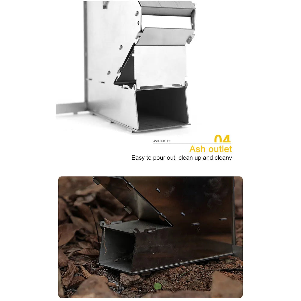 BBQ Rocket Stove Stainless Steel Cooking Stove Portable Collapsible Camping Stove Outdoor Wood Burning for Traveling BBQ Picnic
