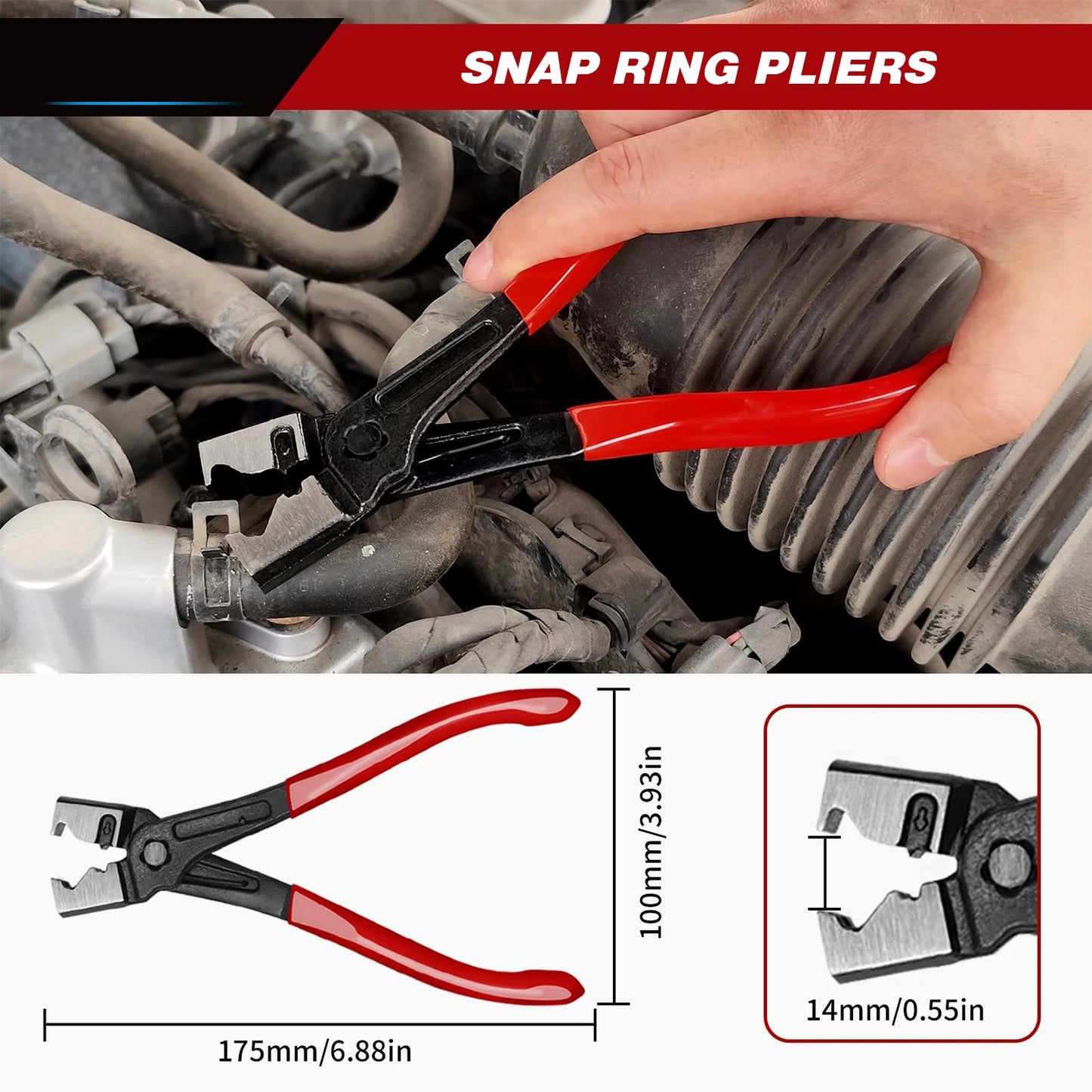 Hose Clamp Pliers Set Long Reach Swivel Jaw Flat Band Plier For Car Truck Fuel Oil Water Pipe Disassembly Auto Motorcycle Tool