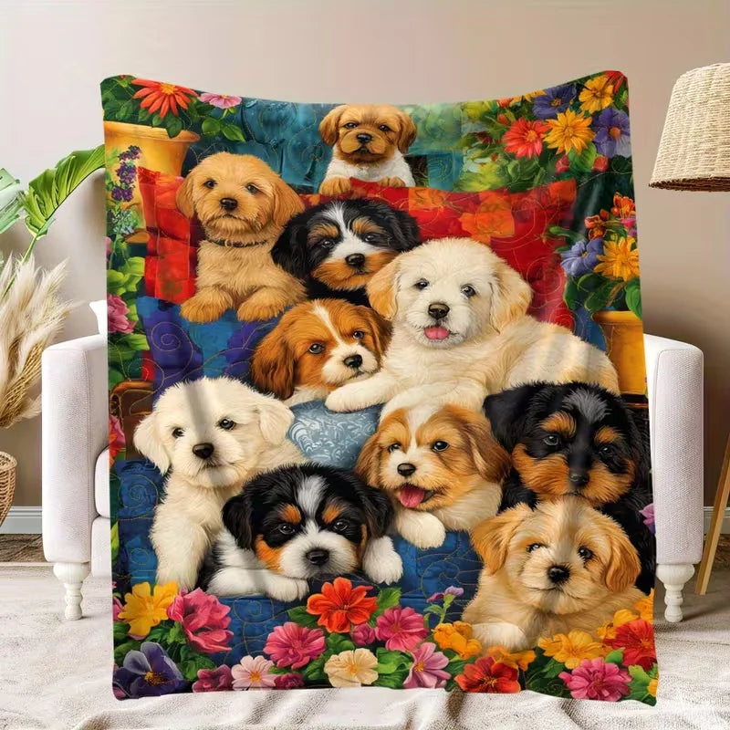 Paw Prints Pattern Used for Sofa Bedroom Living Room Bed Blanket Flannel Gifts for Family Friends Camp Travel Flannel Blankets