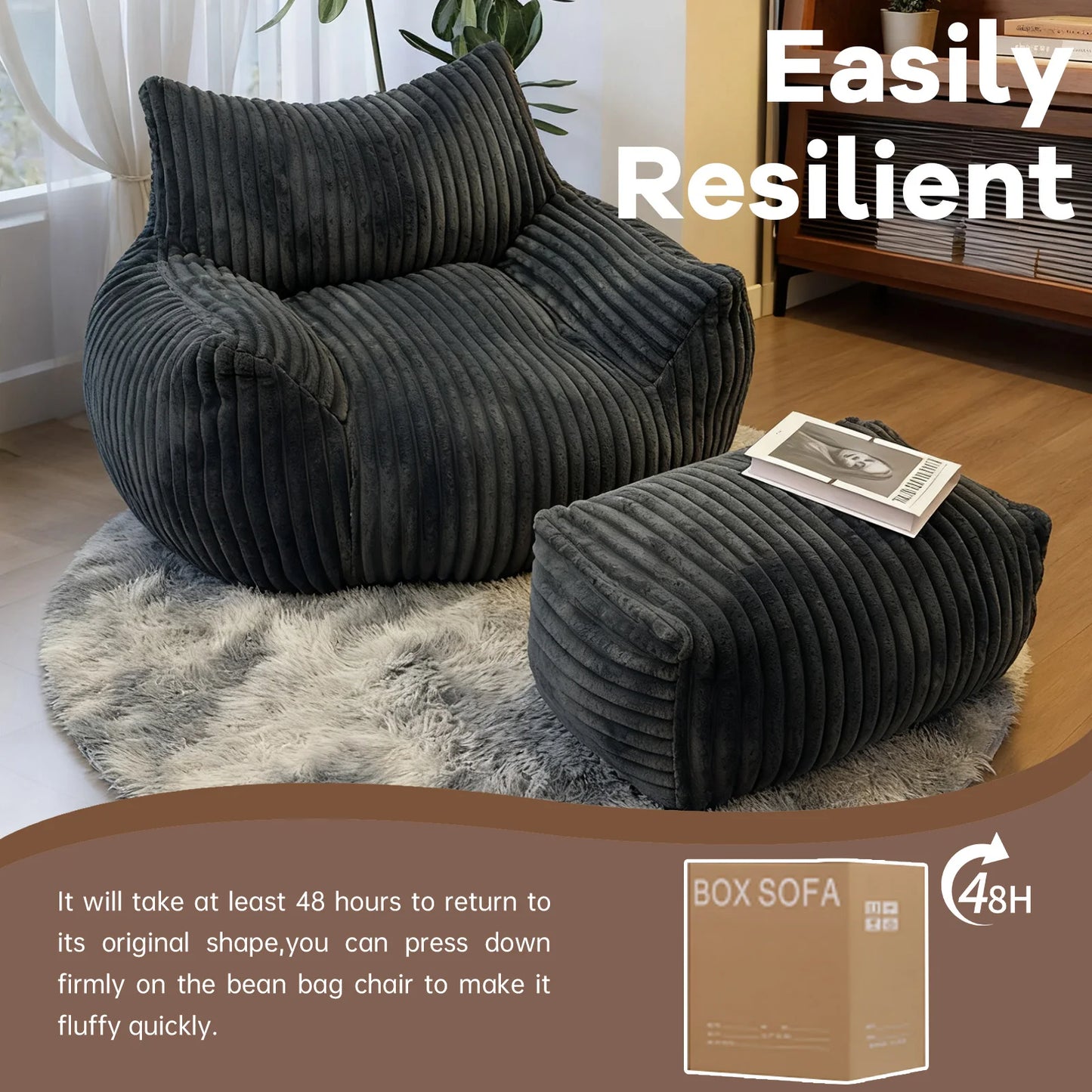 Reading Chair Bean Bag For Adults Cozy Living Room