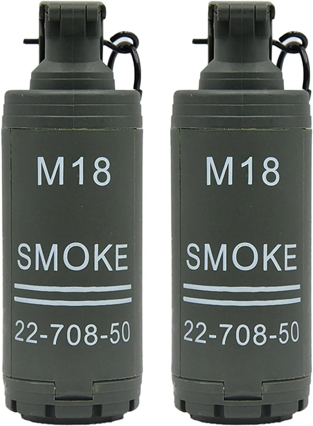 M18 Airsoft Grenade Toys 2Pcs Toy Hand Grenades Plastic CS Battle Game Tactical CS Grenade Pull Ring Toys Role Play Model Prop for Age 14+