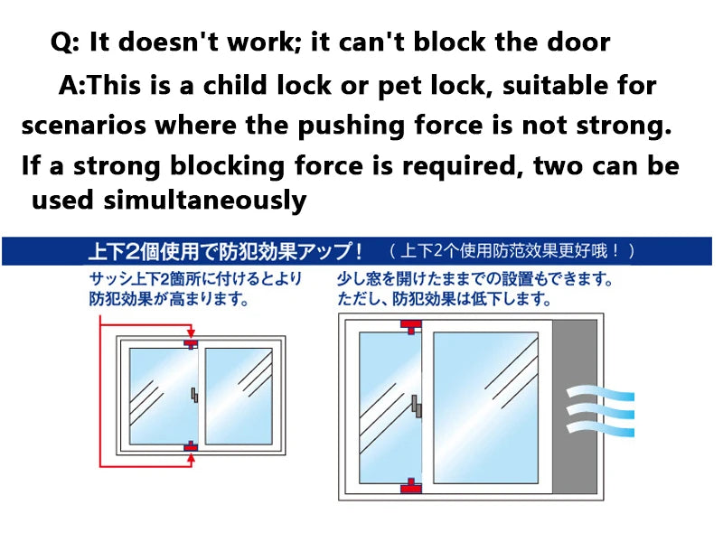 No-Drill Sliding Door Lock, Child Safety Lock for Sliding Windows, High-Rise Anti-Fall Limiter, Anti-Theft Safety Latch