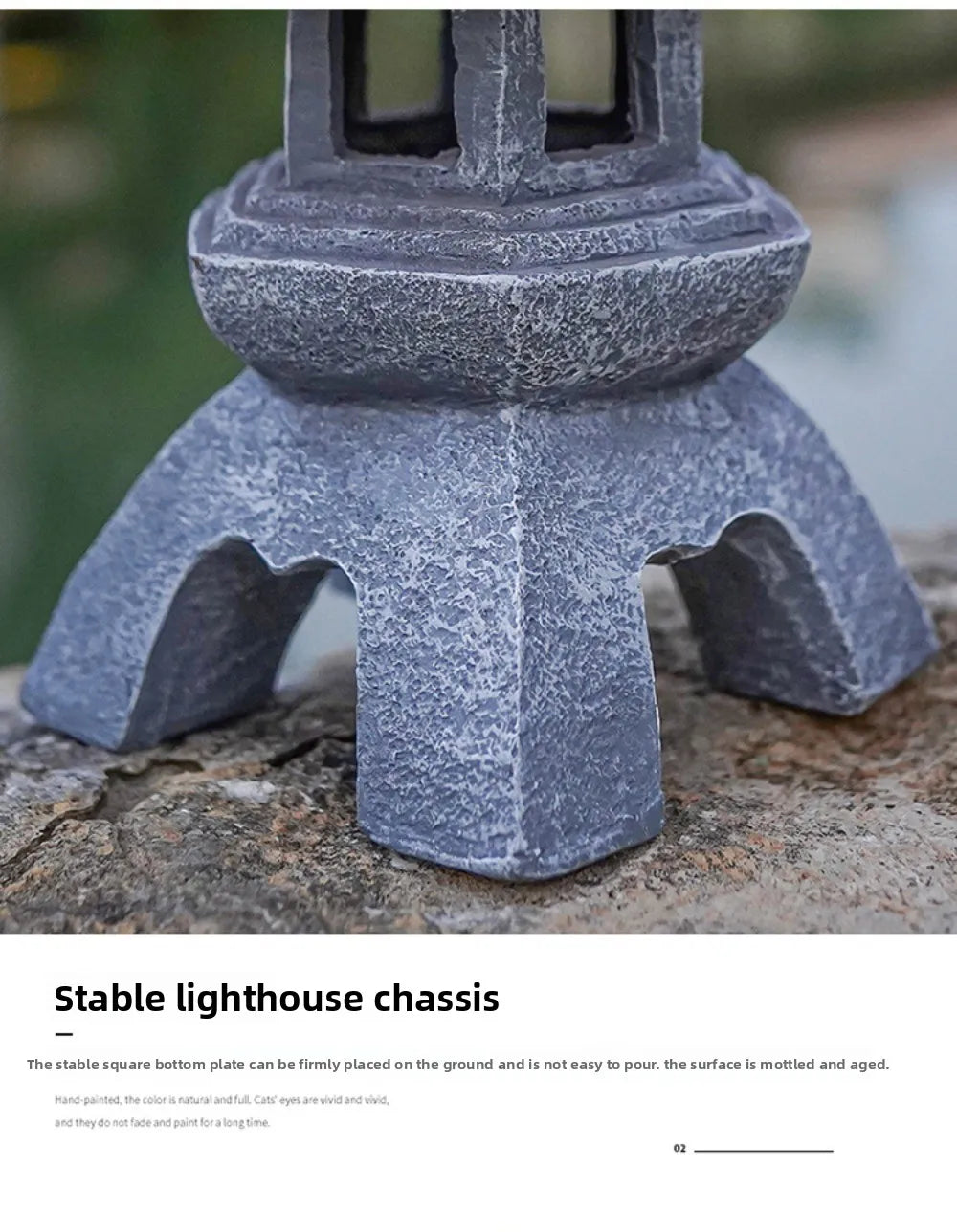 Solar Powered Lamp Garden Accessories Oriental Stone Pagoda Sculpture Zen Palace Lantern Outdoor Light Garden Ornament