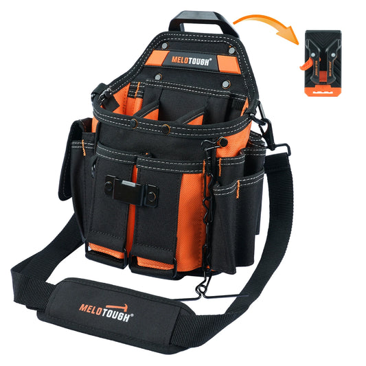 MELOTOUGH Electrician's Tool Bag with Shoulder Strap Professional 15 Compartment Tool Bag Quick Load Tool Bag