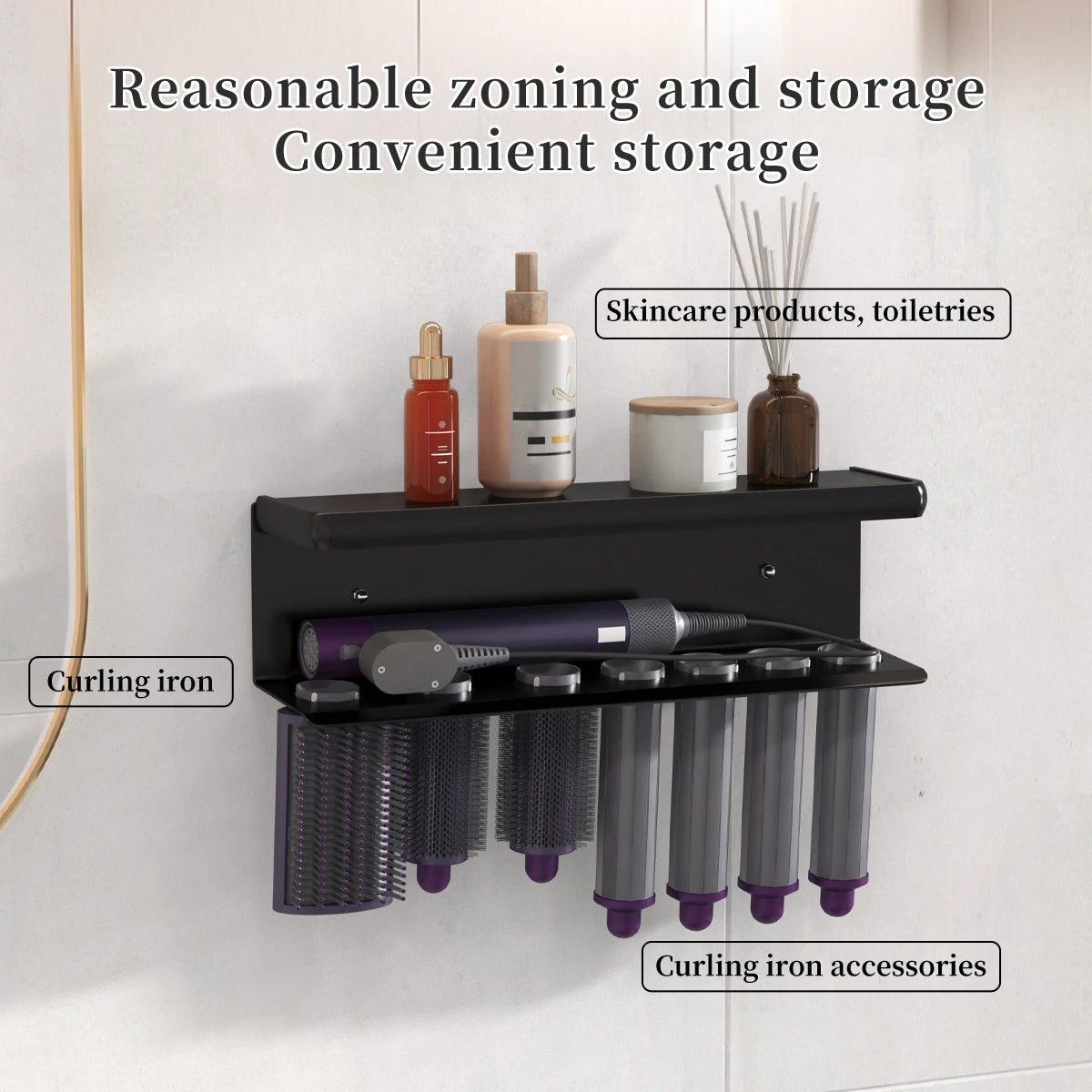 Bathroom hair dryer stand, hair straightener, styling tool holder - suitable for bathrooms, bedrooms, and hair salons