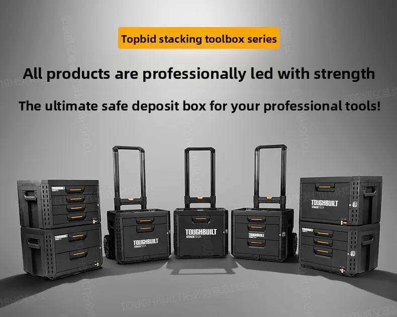 New Design TOUGHBUILT All-in-One Tool Box, Waterproof Stackable Rolling Storage Case for Electrician, Camping, Vehicle & Repair