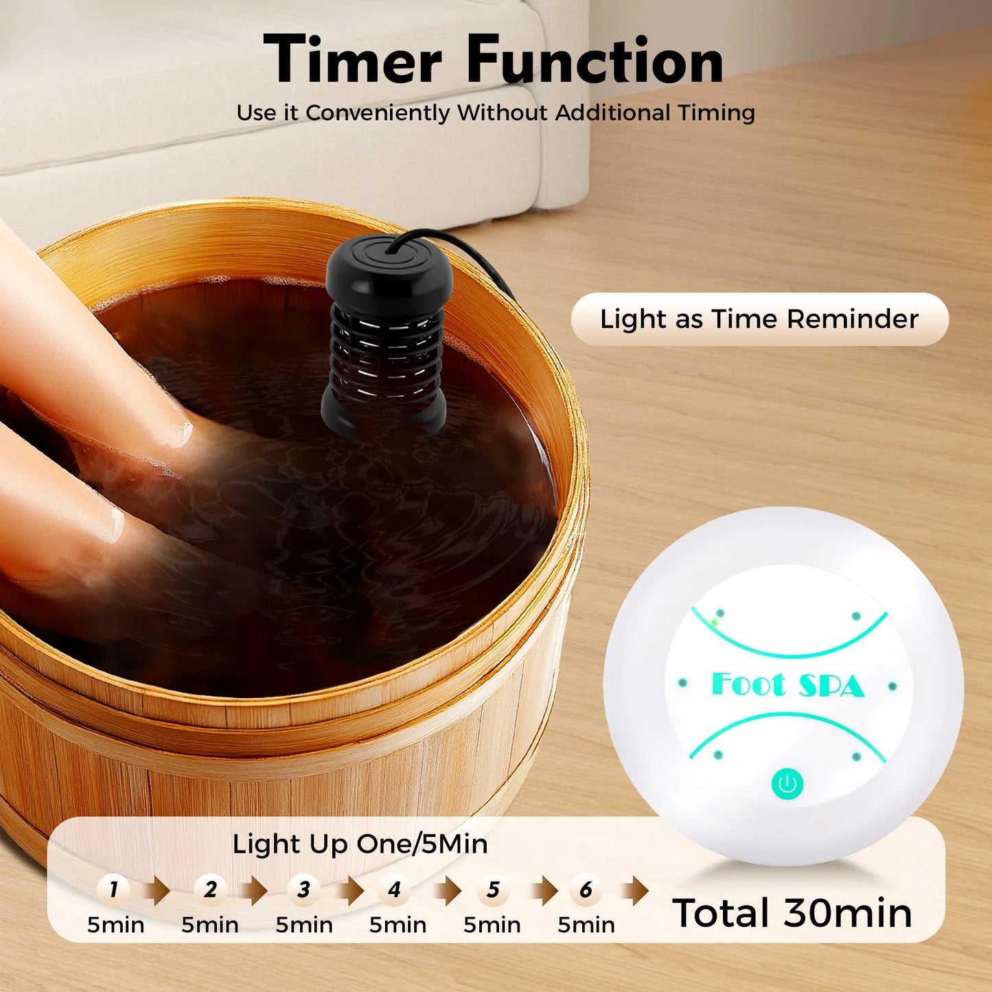 Ionic Foot Bath Detox Machine - Portable Foot Spa with 30-Minute Timer for Home Use - White