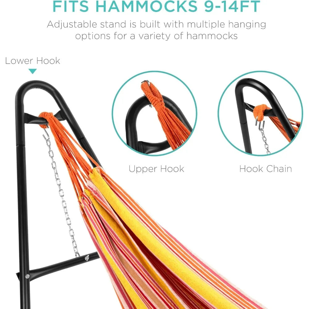 Best Choice Products Adjustable Portable Hammock Stand, Outdoor Patio Weather-Resistant Steel for 9-14ft Hammocks w/Hanging Hook