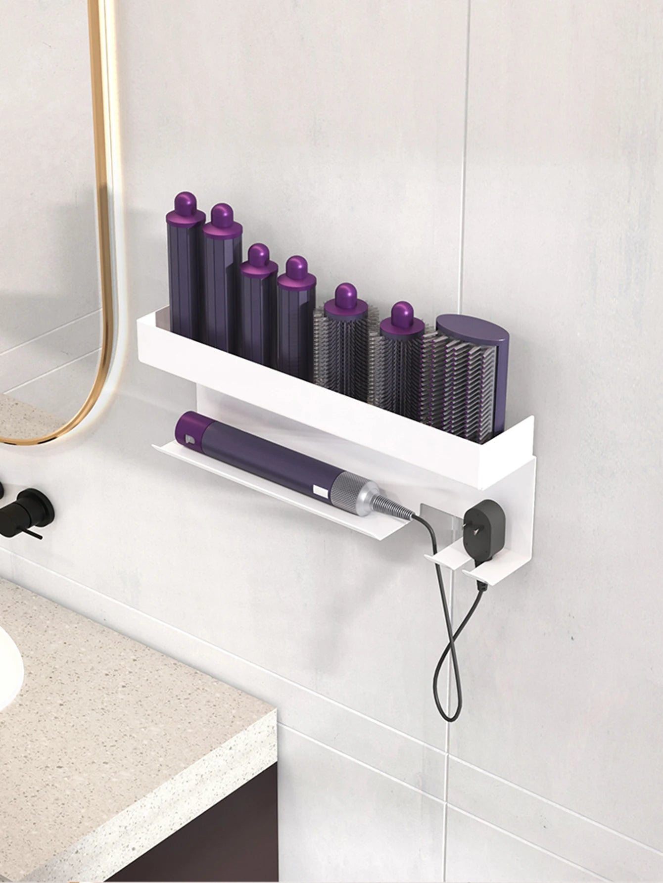 Bathroom hair dryer stand, hair straightener, styling tool holder - suitable for bathrooms, bedrooms, and hair salons