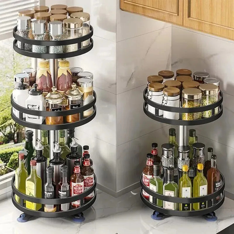 Rotating Spice Rack Organizer for Seasonings and Jars