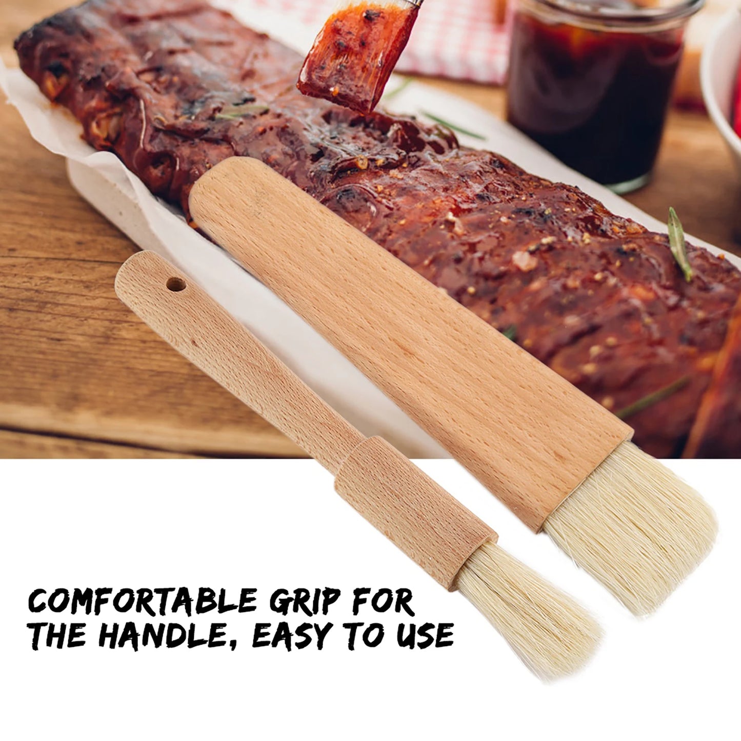 Butter Brush BBQ Oil Brush Wooden Barbecuing Baking Brush Kitchen Tool
