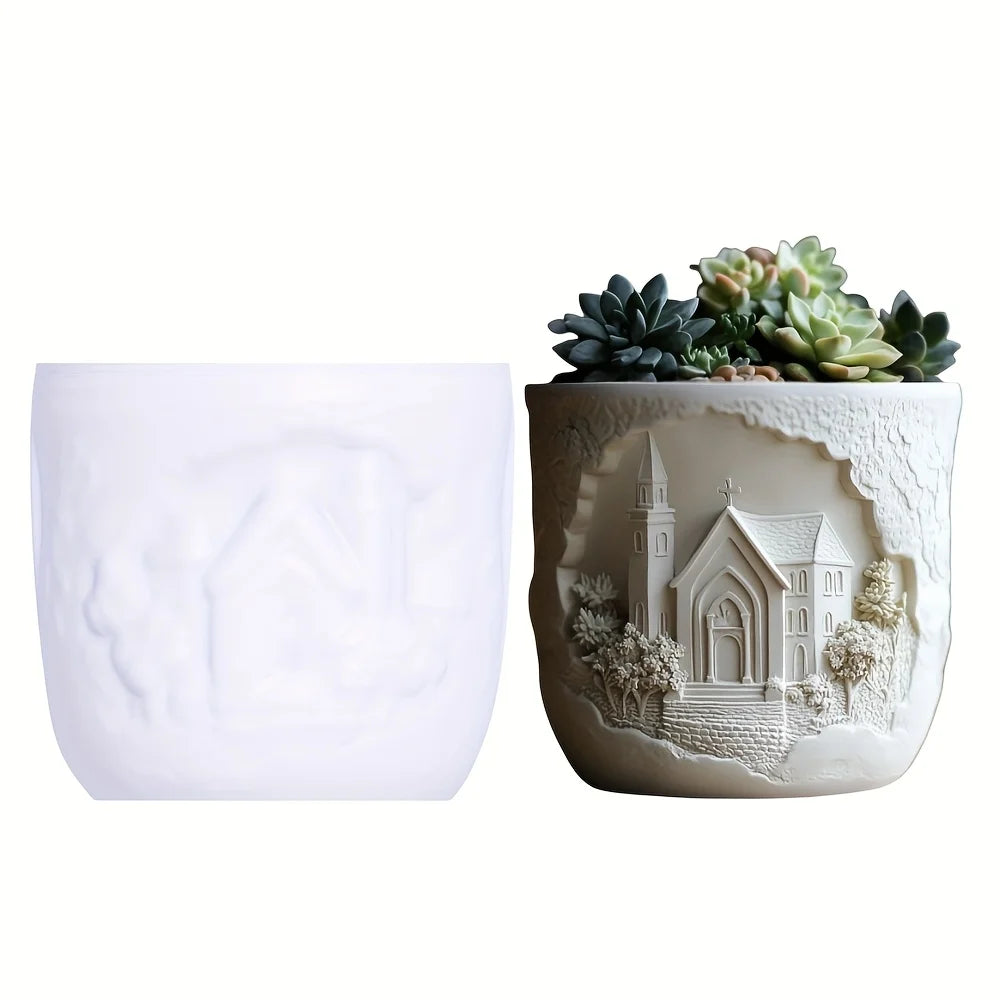 Mountain relief succulent plant flowerpot resin silicone mold mountain stream flowing water storage box candle cup gypsum molds