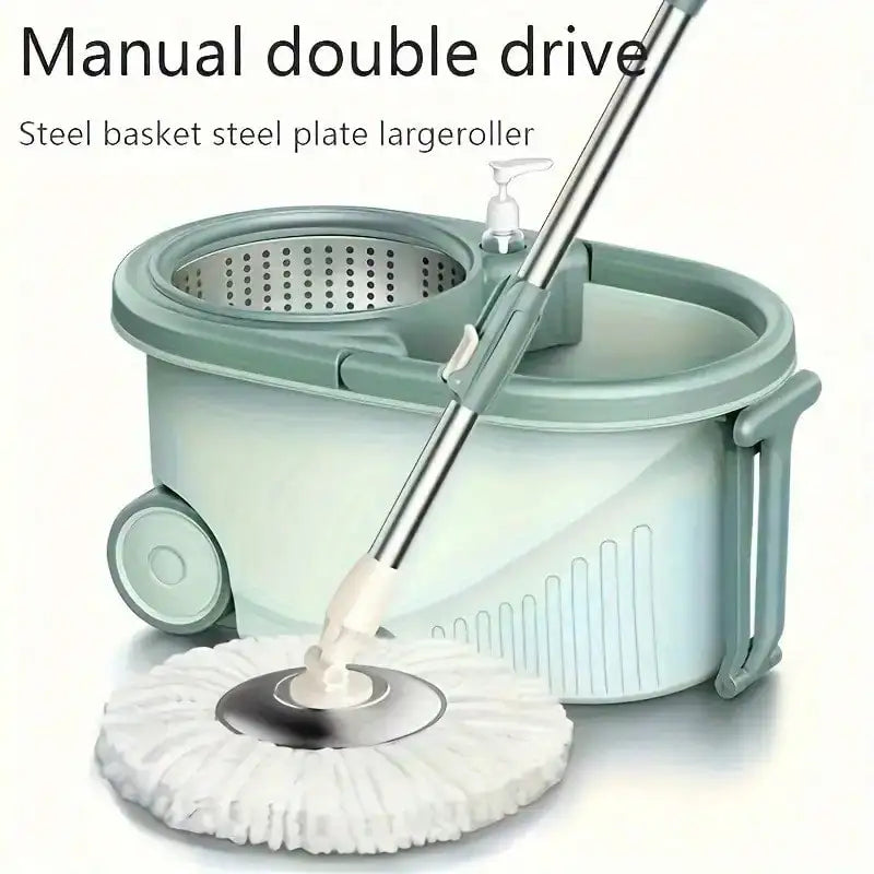 360° Spin Mop And Bucket System With Wringer - 61" Stainless Steel Handle & 2 Microfiber Refills, Self-Cleaning Floor Mop For Tile, Hardwood, Laminate Floors (Green)