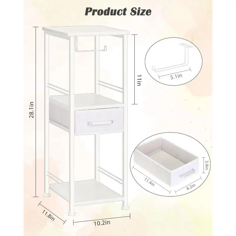Bathroom storage cabinet, independent toilet paper storage cabinet with sliding storage drawer, farmhouse small bathroom rack