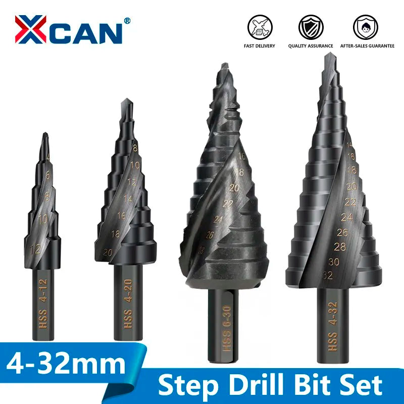 XCAN Step Drill Bit Metal Drill 4-12/20/32mm 6-30mm HSS Cobalt Step Cone Drill Bit Set Wood/Metal Hole Cutter Drilling Tool