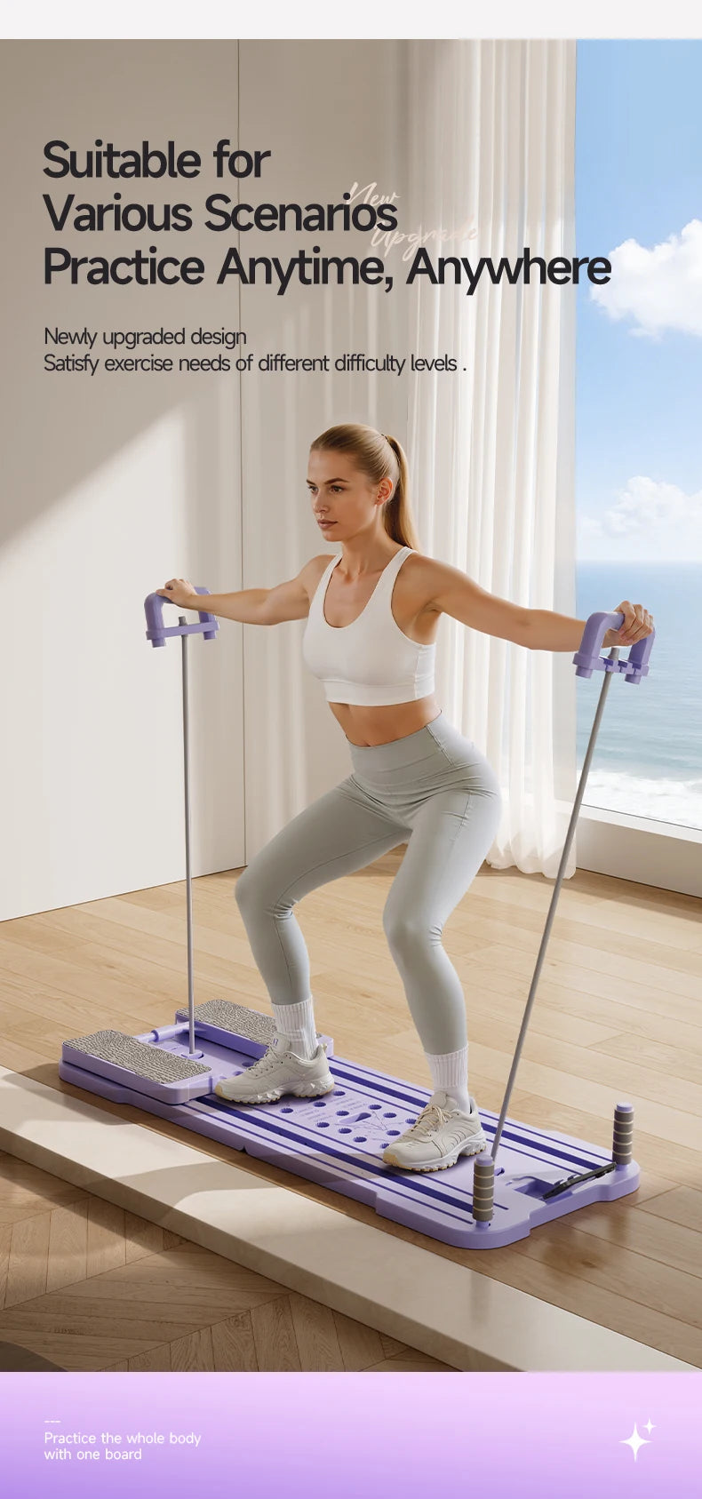 At Home Multifunctional Foldable 4-in-1 Ab Exercise Board Pilates Reformer for Abdominal and Core Strength Training Home Gym