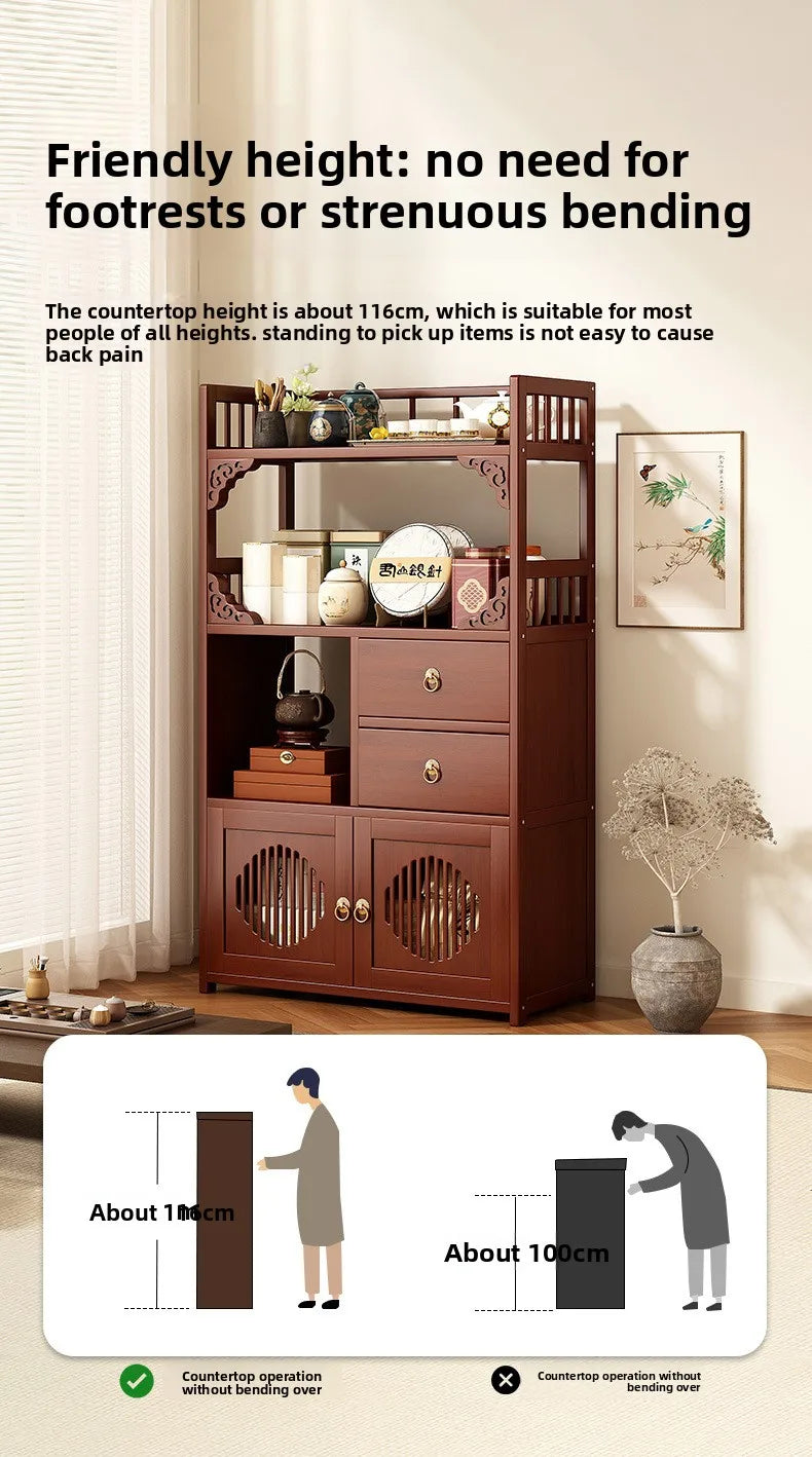 Multifunctional Furniture with Drawers & Shelves, Kitchen Cupboard, Living Room Storage Organizer, Tea Table Cabinet