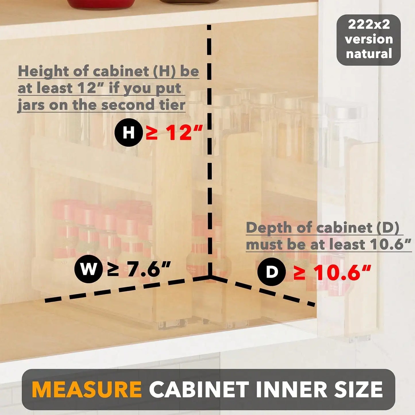 Pull Out Spice Rack Organizer For Cabinet Natural Bamboo Wooden 2 Tier Slide Out Spice Shelf Heavy Duty Sliding Seasoning Jar Holder Rack For Kitchen Cabinet Pantry Countertop Organization Housewarming Gift