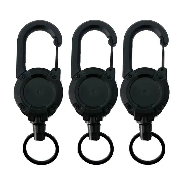 Retractable Heavy Duty Pull Reel Carabiner Key Chains Strong Steel Wire Rope Buckle Spring Key Ring Outdoor Sporty Keychain Tool