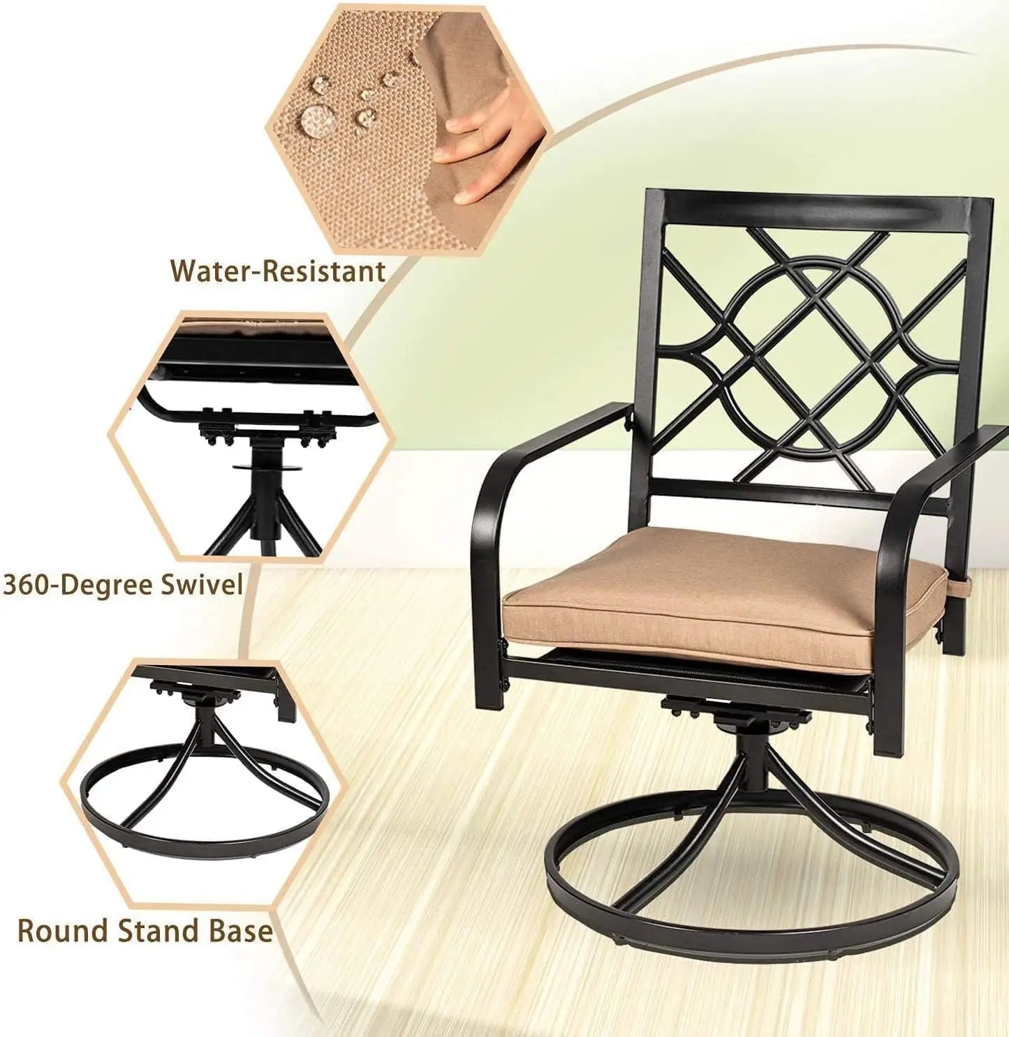 5-Piece Metal Outdoor Patio Furniture Dining Set with Umbrella