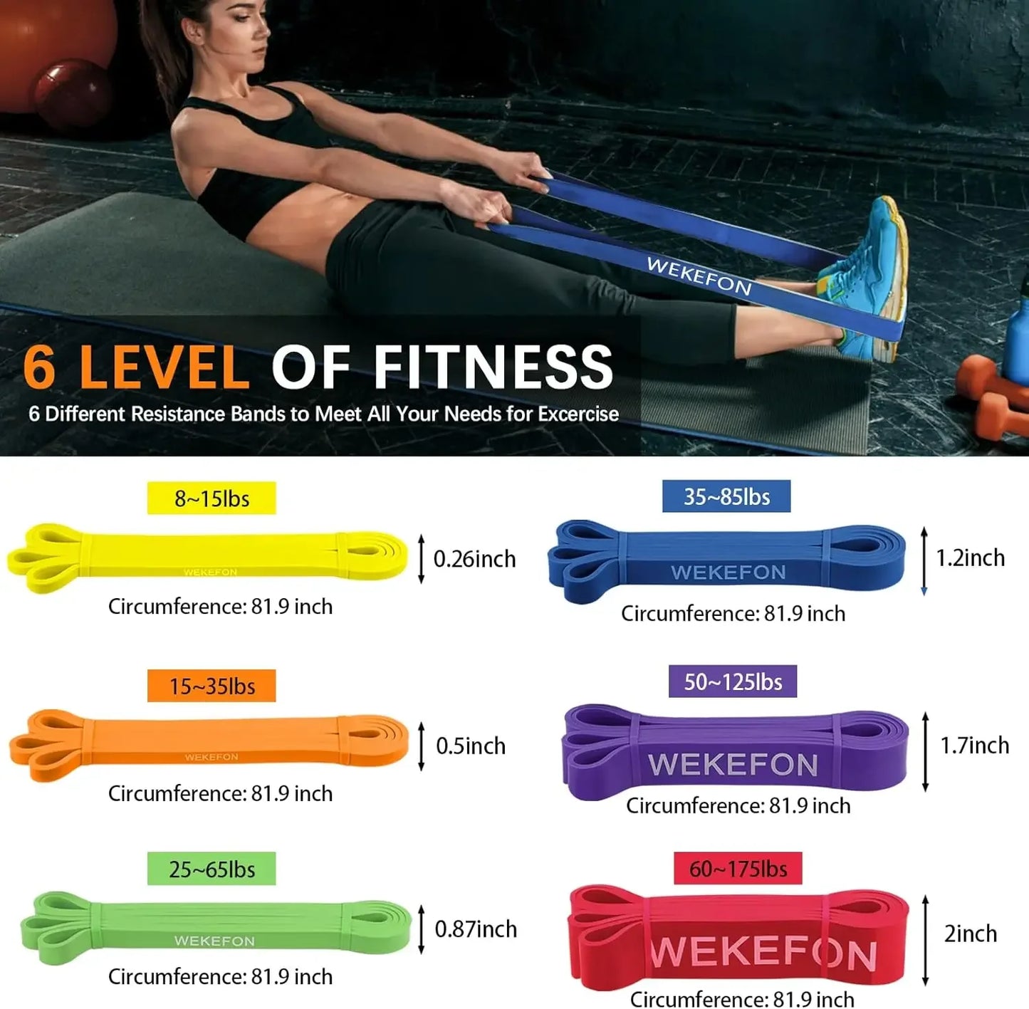 Resistance Bands Set of 5 Pull Up Assist Bands Stretch